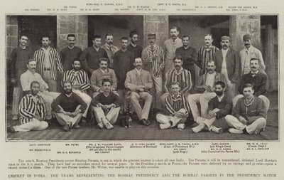Cricket in India, le squadre che rappresentano la Presidenza di Bombay e i Parsi di Bombay nella partita della Presidenza da English Photographer