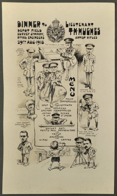 Cena per il Tenente T. H. Hughes, Artist Rifles, Depot Field Survey Company, Royal Engineers, 29 agosto 1918 da English Photographer