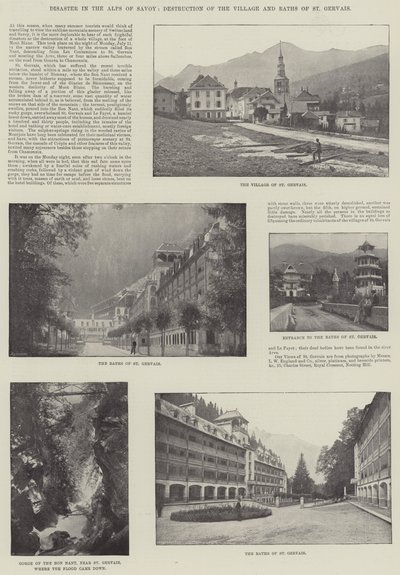 Disastro nelle Alpi della Savoia, distruzione del villaggio e delle terme di St Gervais da English Photographer