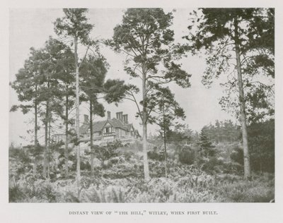 Vista lontana di The Hill, Witley, Surrey, quando fu costruita per la prima volta da English Photographer