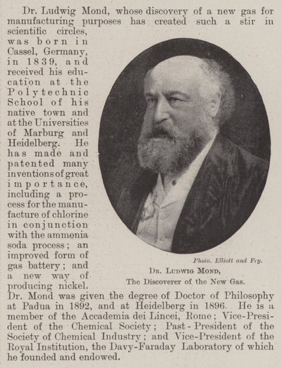 Dr Ludwig Mond, lo scopritore del nuovo gas da English Photographer