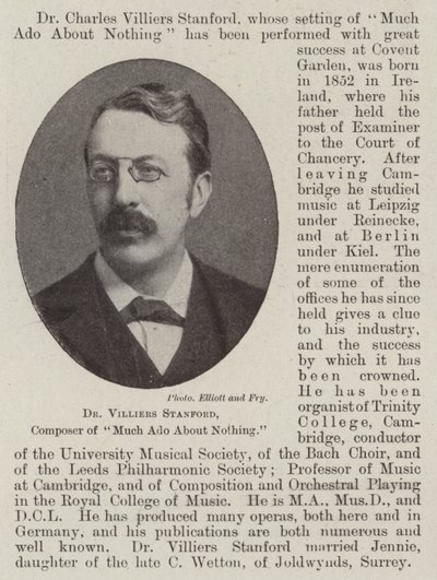 Dr Villiers Stanford, compositore di Molto rumore per nulla da English Photographer