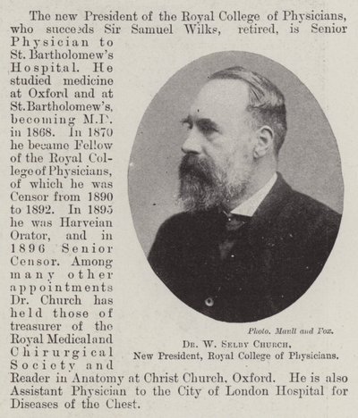 Dottor W Selby Church, nuovo presidente, Royal College of Physicians da English Photographer