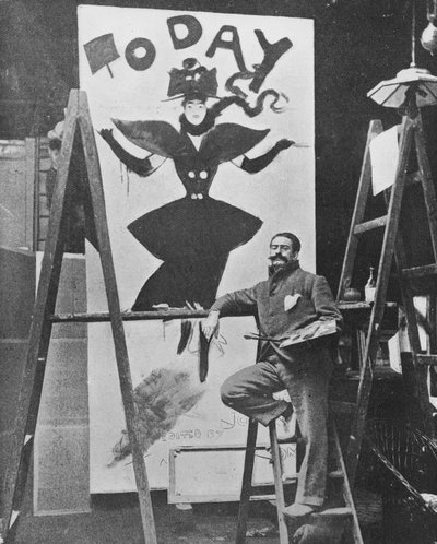 Dudley Hardy che dipinge un poster per la rivista 
