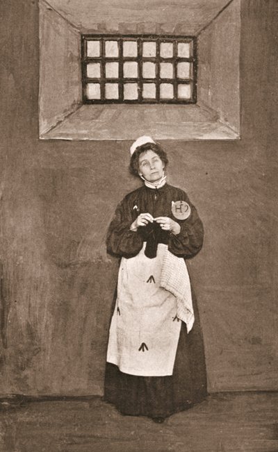 Emmeline Pankhurst in una cella nella prigione di Holloway da English Photographer