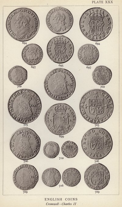 Monete inglesi, Cromwell, Carlo II (foto in bianco e nero) da English Photographer