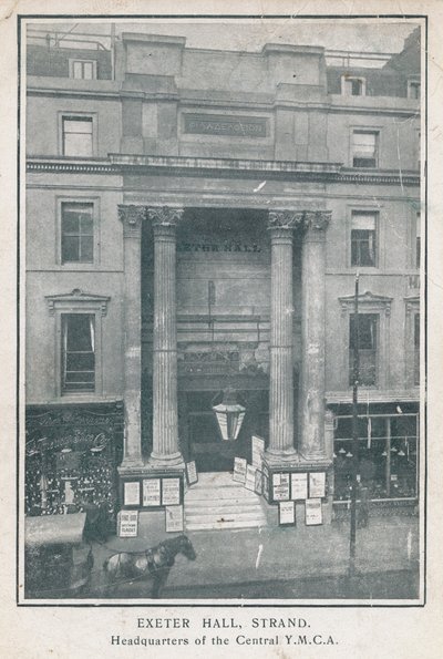 Exeter Hall, Strand, sede centrale della YMCA centrale da English Photographer