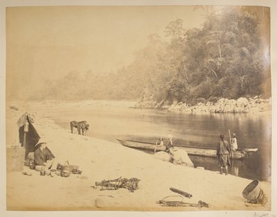Traghetto sul Teesta, vicino a Bheerkotee. Vedute di Darjeeling. 1870 da English Photographer