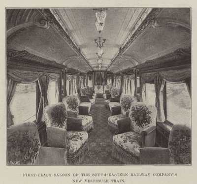 Salone di prima classe del nuovo treno vestibolo della South-Eastern Railway Company da English Photographer