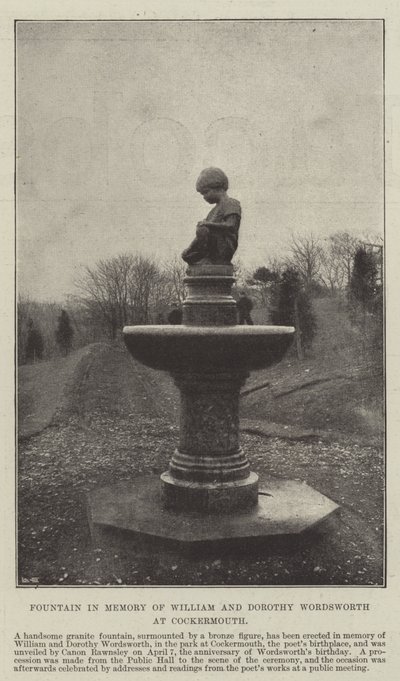 Fontana in Memoria di William e Dorothy Wordsworth a Cockermouth da English Photographer