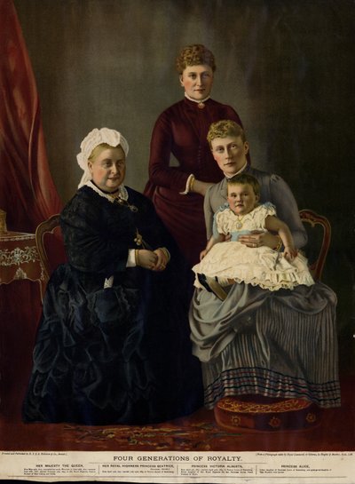 Quattro generazioni di reali (Regina Vittoria, Principessa Beatrice, Principessa Victoria Alberta e Principessa Alice) da English Photographer