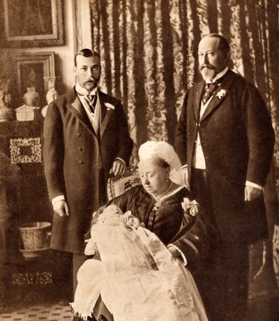 Quattro generazioni della famiglia reale inglese, illustrazione da 