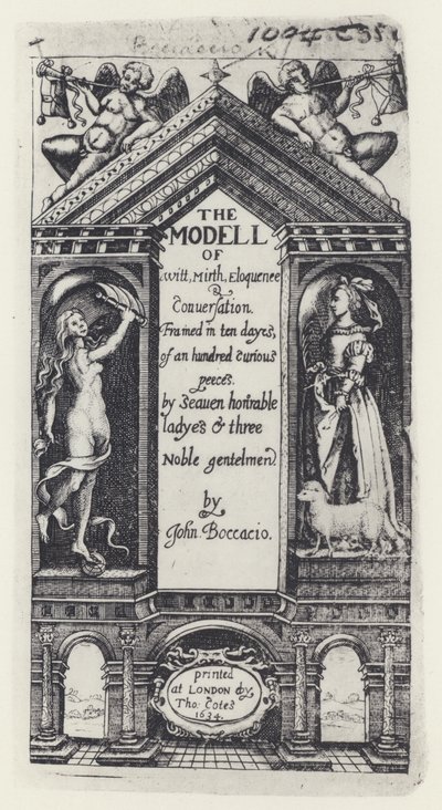 G Boccaccio, Il modello di ingegno, Decameron, T Cotes per B Allen e W Hope 1634 (foto b/n) da English Photographer