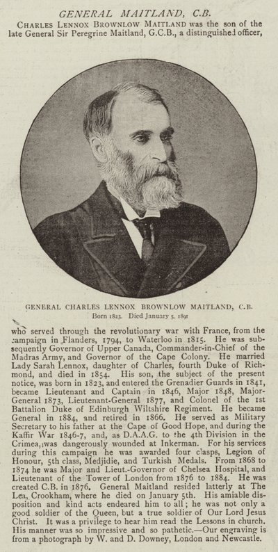 Generale Charles Lennox Brownlow Maitland, CB da English Photographer