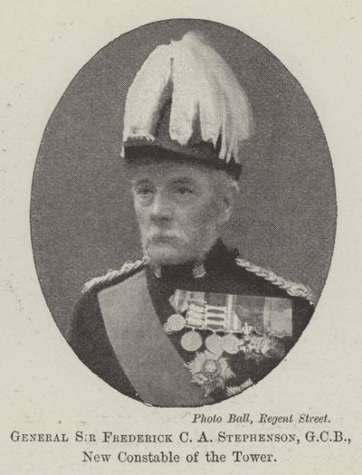 Il generale Sir Frederick C A Stephenson, GCB, nuovo constable della Torre da English Photographer