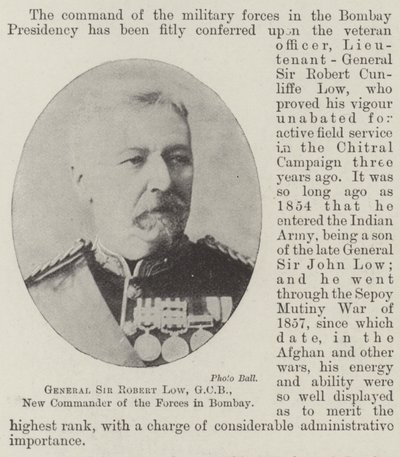Il Generale Sir Robert Low, GCB, Nuovo Comandante delle Forze a Bombay da English Photographer