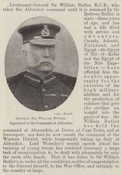 Generale Sir William Butler, nominato al comando di Aldershot da English Photographer