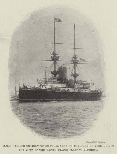HMS Prince George, da essere comandata dal Duca di York durante la Visita della Flotta degli Stati Uniti a Spithead da English Photographer