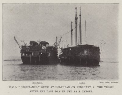 HMS Resistance, affondata a Holyhead il 9 febbraio, la nave dopo il suo ultimo giorno di utilizzo come bersaglio da English Photographer