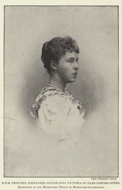 SAR Principessa Alexandra Louise Olga Victoria di Sassonia-Coburgo-Gotha, Promessa al Principe Ereditario di Hohenlohe-Langenburg da English Photographer