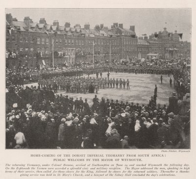 Ritorno a casa della Dorset Imperial Yeomanry dal Sudafrica, accoglienza pubblica del sindaco di Weymouth da English Photographer