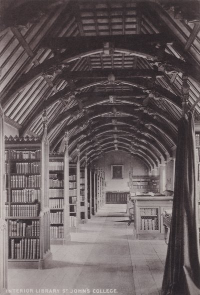 Interno della Biblioteca, St Johns College da English Photographer