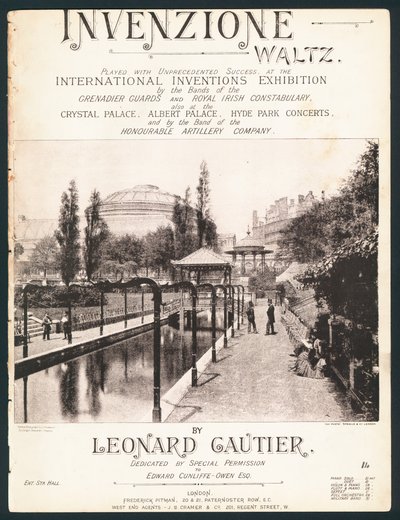 Invenzione Valzer, composto per le Esposizioni Internazionali delle Invenzioni, Kensington, 1885 da English Photographer