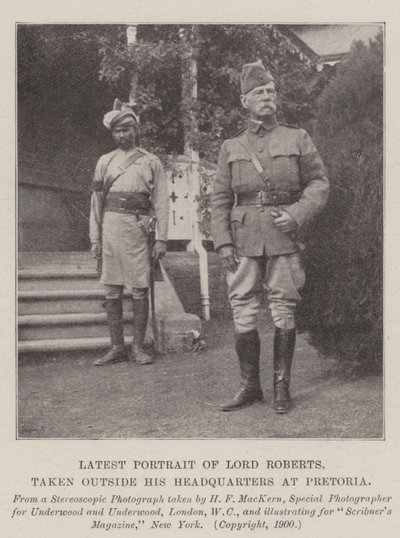 Ultimo ritratto di Lord Roberts, scattato fuori dal suo quartier generale a Pretoria da English Photographer