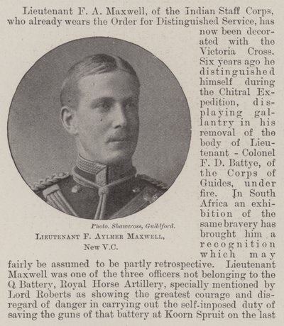 Tenente F Aylmer Maxwell, nuovo VC da English Photographer