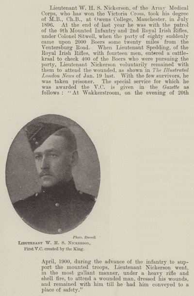 Tenente W H S Nickerson, primo VC creato dal Re da English Photographer