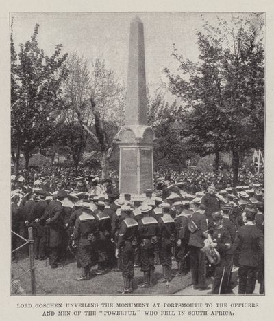 Lord Goschen svela il monumento a Portsmouth agli ufficiali e agli uomini del Powerful caduti in Sudafrica da English Photographer