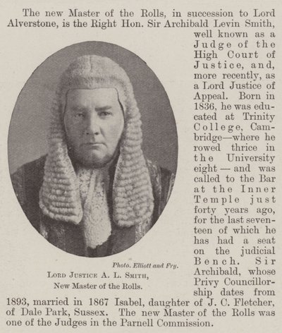 Lord Justice A L Smith, nuovo Maestro dei Rotoli da English Photographer