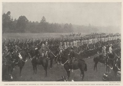 Lord Roberts ad Aldershot, 25 novembre, il Comandante in Capo ispeziona le truppe a cavallo prima della loro partenza per il Sudafrica da English Photographer