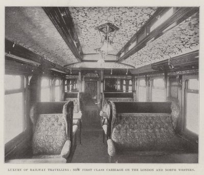 Lusso del viaggio in treno, nuova carrozza di prima classe sulla London and North Western da English Photographer