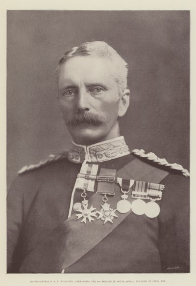 Maggior Generale E R P Woodgate, comandante della 9ª Brigata in Sudafrica, ferito a Spion Kop da English Photographer