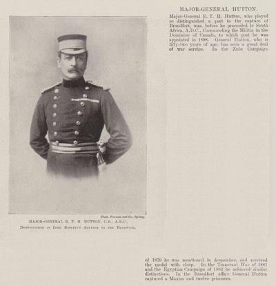 Maggior generale E T H Hutton, CB, ADC, distinto nell