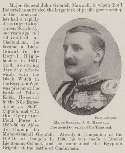Maggior Generale J G Maxwell, Governatore Provvisorio del Transvaal da English Photographer