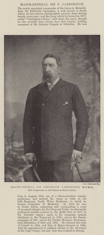 Maggior Generale Sir Frederick Carrington, KCMG, Nuovo Comandante delle Forze in Sud Africa da English Photographer