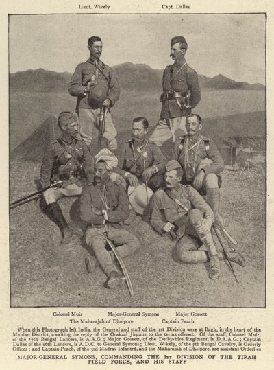 Il Maggior Generale Symons, comandante della 1ª Divisione della Forza di Campo di Tirah, e il suo staff da English Photographer