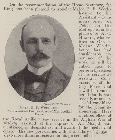 Il maggiore E F Wodehouse, nuovo assistente commissario della polizia metropolitana da English Photographer