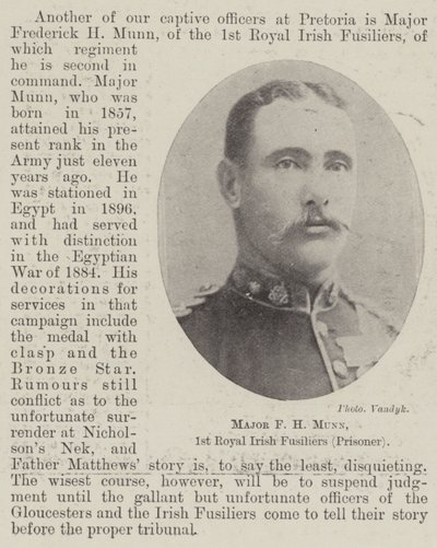 Maggiore F H Munn, 1° Royal Irish Fusiliers (prigioniero) da English Photographer