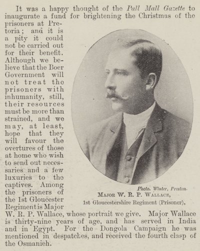 Maggiore W R P Wallace, 1° reggimento Gloucestershire (prigioniero) da English Photographer