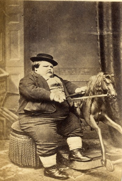 Master Richard Beanham con il suo cavallo a dondolo, 1870s da English Photographer