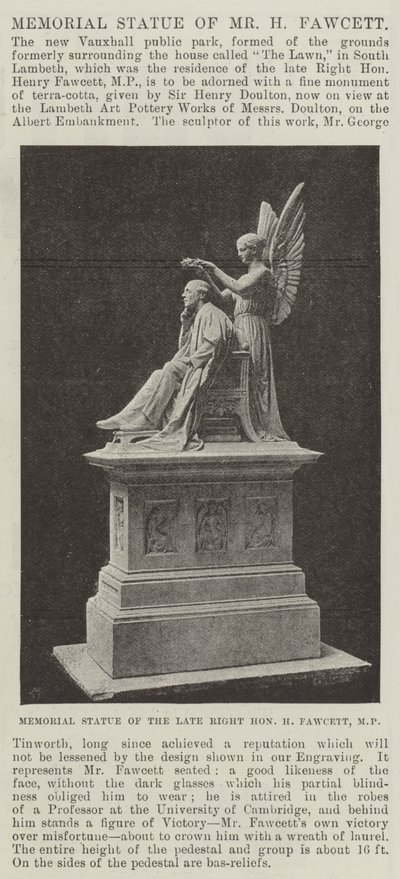 Statua commemorativa di Mr H Fawcett da English Photographer