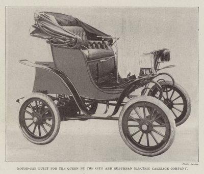 Automobile costruita per la Regina dalla City and Suburban Electric Carriage Company da English Photographer