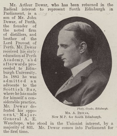 Mr A Dewar, nuovo deputato per South Edinburgh da English Photographer