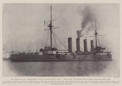 La prossima visita del signor Chamberlain in Sudafrica, HMS Good Hope, su cui salperà il segretario coloniale da English Photographer