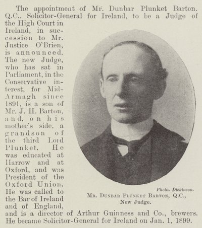 Mr Dunbar Plunket Barton, QC, nuovo giudice da English Photographer