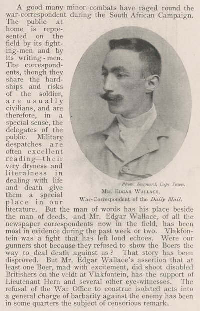 Mr Edgar Wallace, corrispondente di guerra del Daily Mail da English Photographer