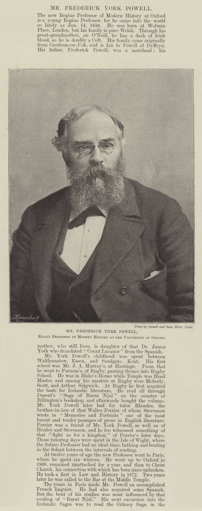 Il Sig. Frederick York Powell, Professore Regio di Storia Moderna all